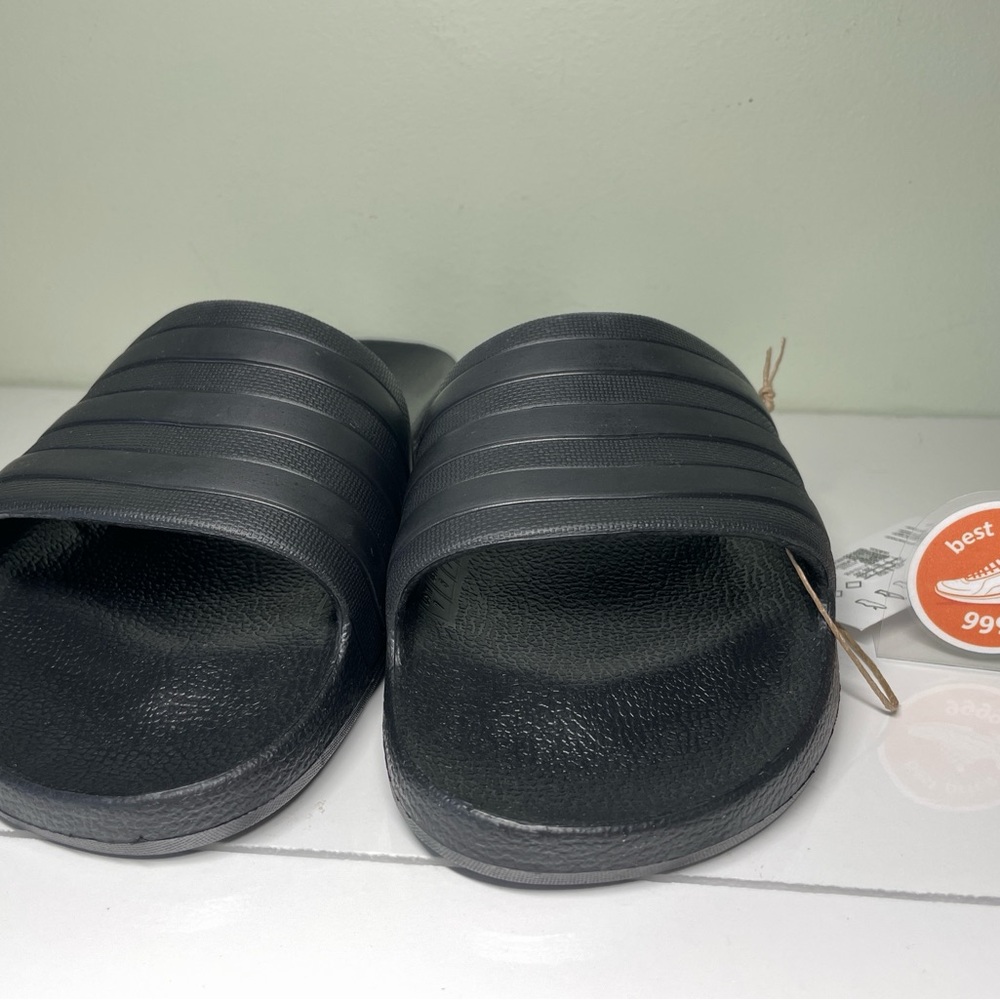 adidas - M6/W7 - M7/W8 - Adilette Aqua Slides Sandals Black F35550 - New - Picture 2 of 10